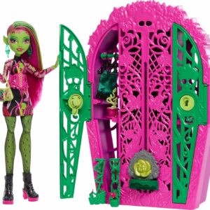 Monster High Skulltimate Secrets - Juego de muñecas y accesorios, Garden Mysteries Venus McFlytrap con armario revelador